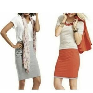 Cabi orange and gray reversible tube skirt with ruched sides style 229. Size S